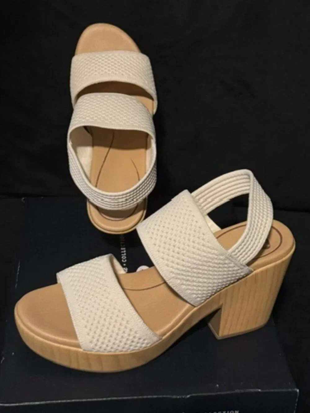 Dr. Scholl's Tofu Off White Ivory Natural Becca Platform Sandals SZ 7.5 M